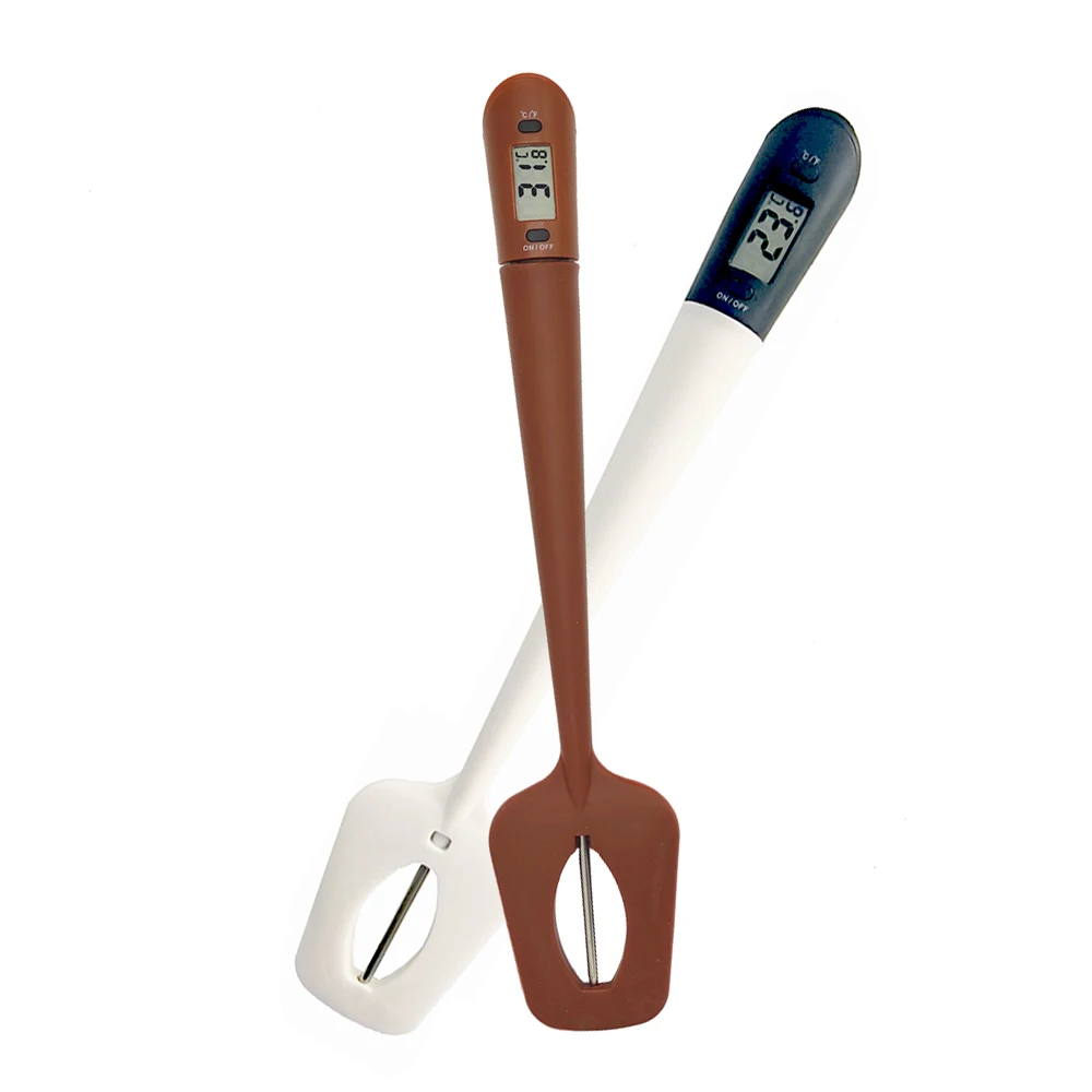 2 in1 Water Oil Milk Coffee Thermometer Barbecue Meat -50°c~300°c Kitchen Silicone Chocolate Spatula Cream Scraper Baking Tool