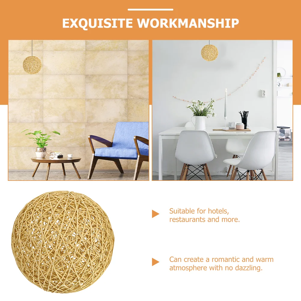 Lampshade Rustic Style Cover Pendant Light Wicker Decorative Shades Cotton Linen Rattan For ceiling