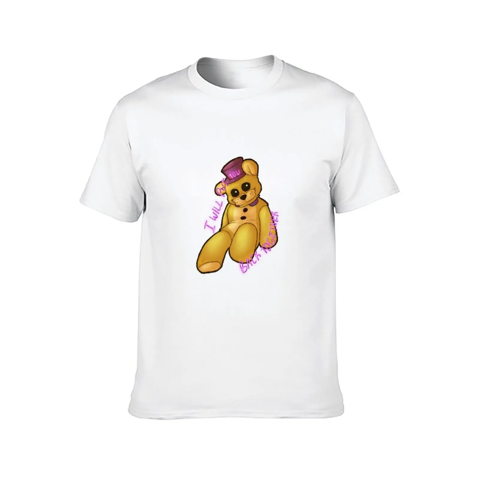 تي شيرت Fredbear القطيفة للرجال، قمصان بيضاء مع تي شيرت مطبوع