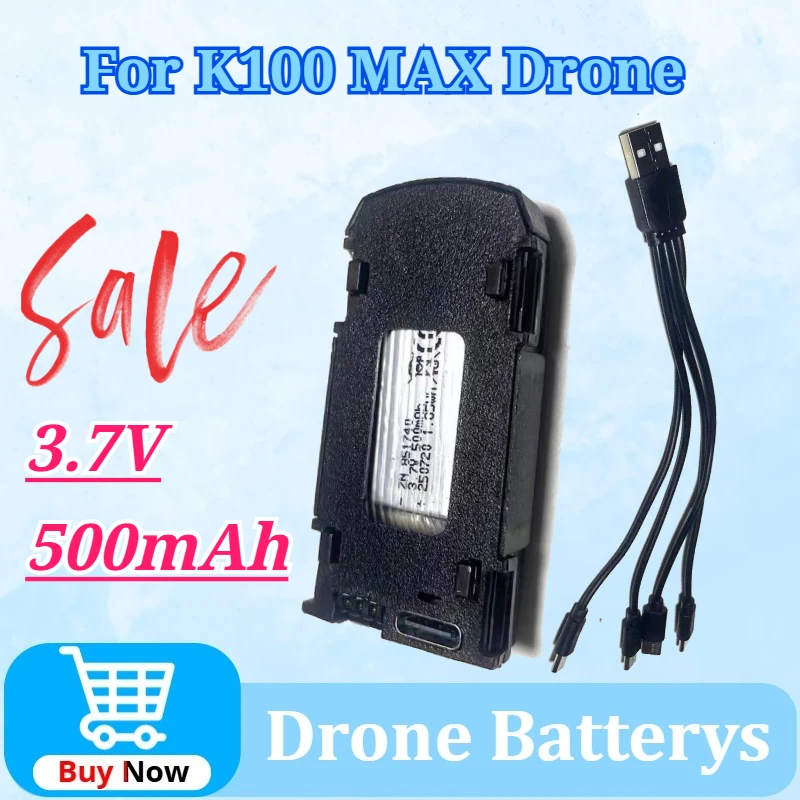 

For K100 MAX Drone Battery 3.7V 500mAh Battery for K100 MAX Drone Screen Drone Charging Cable Accessory Toy