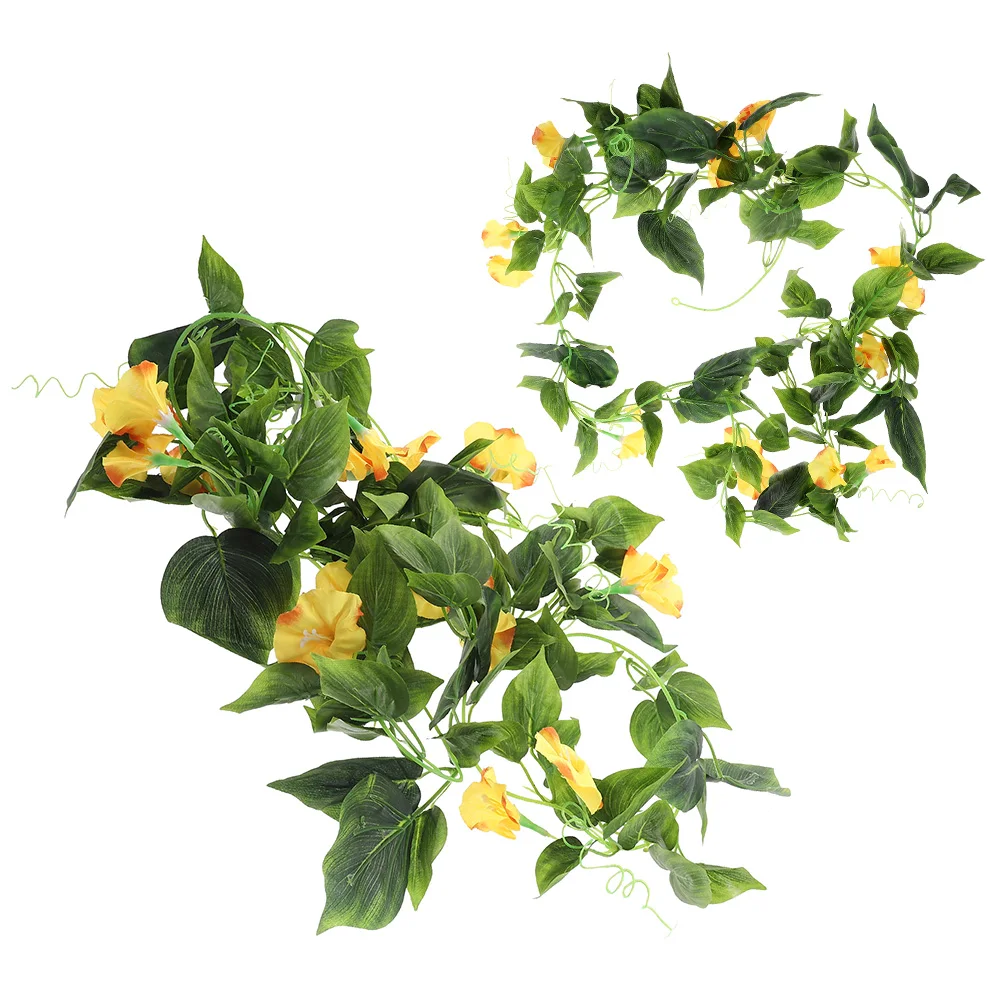 

2 Pcs Bridal Simulated Vine Flowers Faux Fake Yellow The Leaves and Are Made of Silk Cloth Bride