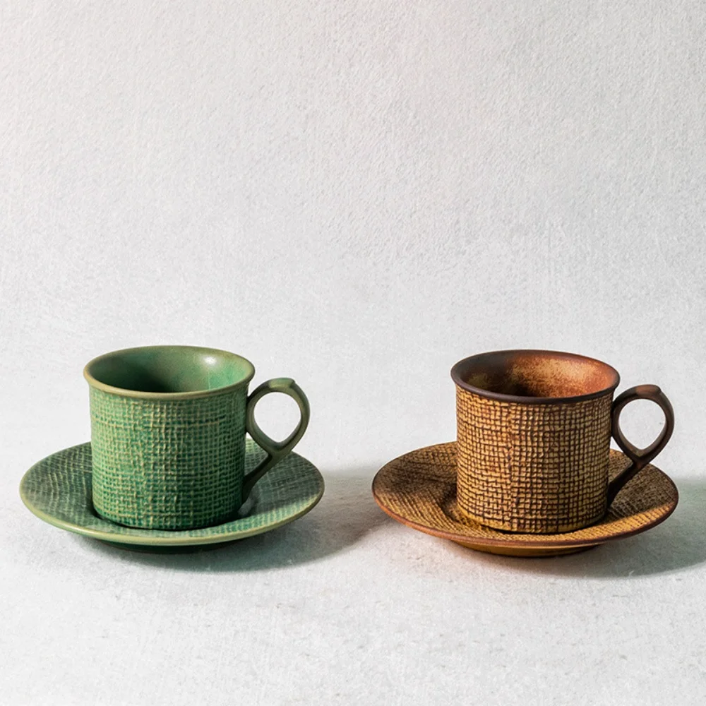 

Ceramic Tea Cup and Saucer Coffee Cups Pottery Mug for Cappuccino, Latte, Espresso & Americano Japanese Style