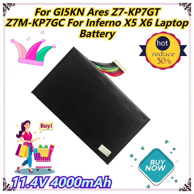 

11.4V 4000mAh For GI5KN Ares Z7-KP7GT Z7M-KP7GC For Inferno X5 X6 Laptop Battery