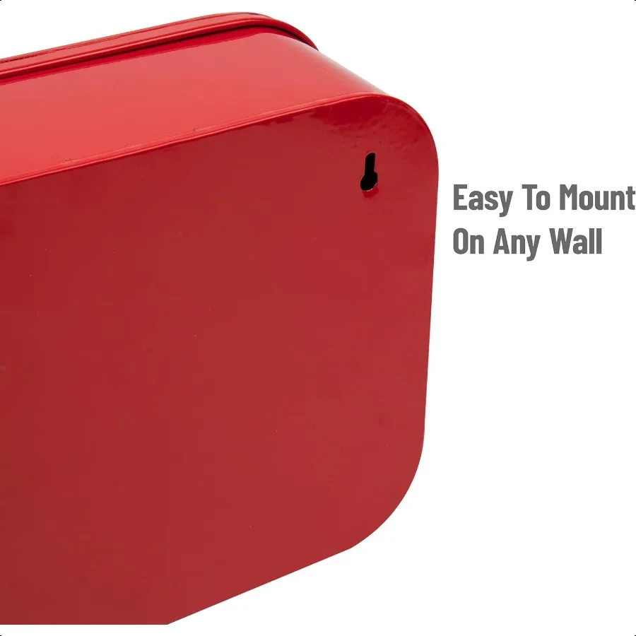 救急箱 緊急キット 医療用品オーガナイザー 壁掛け式 金属製 12.25 L x 9.25 W x 4.25 H 赤