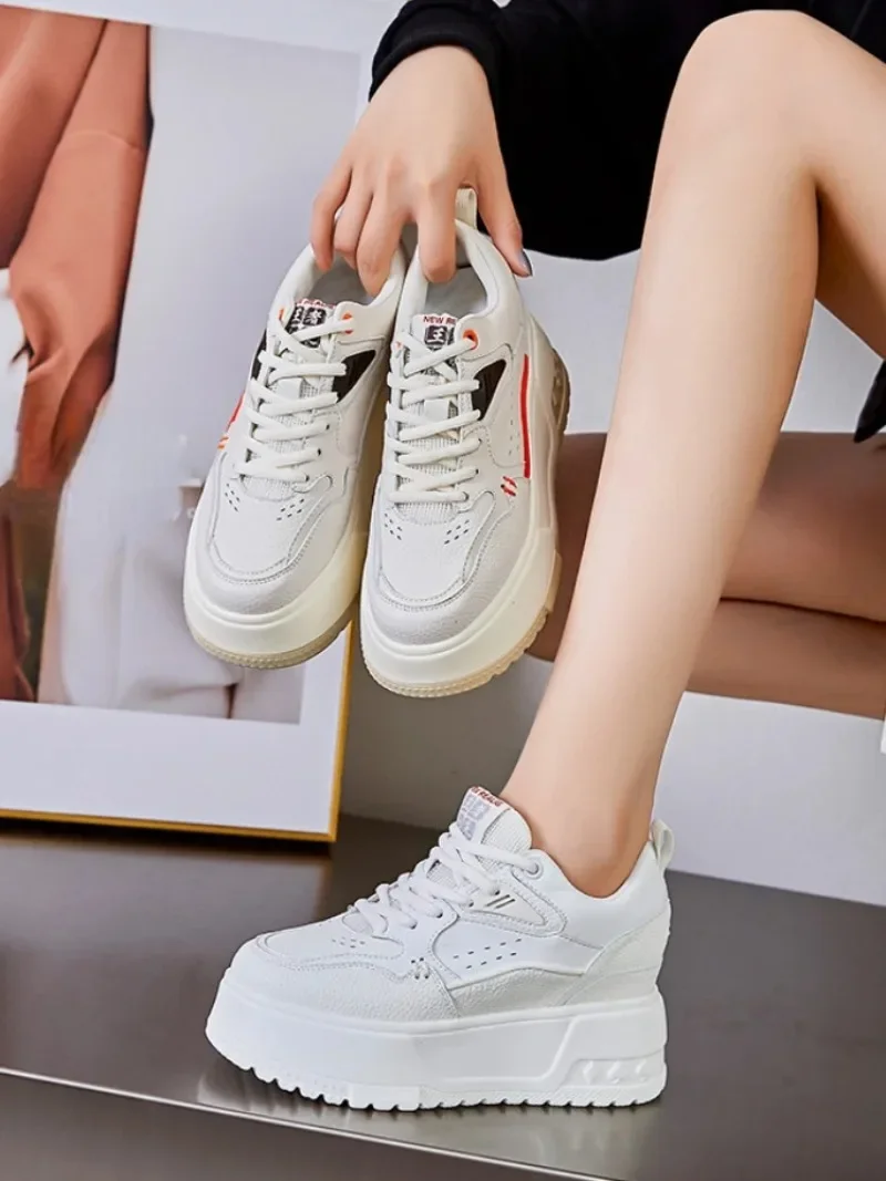 9Cm Microfiber Vrouwen Platform Wig Dikke Sneakers Causaal Lopen Ademend Gevulkaniseerde Comfortabele Mode Skate Board Schoenen