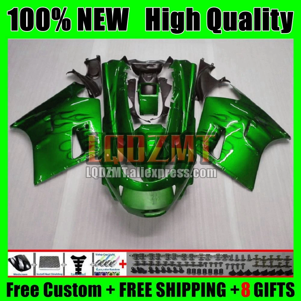 Body For KAWASAKI NINJA ZX-11R ZZR 1100 ZZR1100 ZX11R Green black 90 91 92 64No.10 ZX11 ZZR-1100 ZX 11R 1990 1991 1992 Fairing