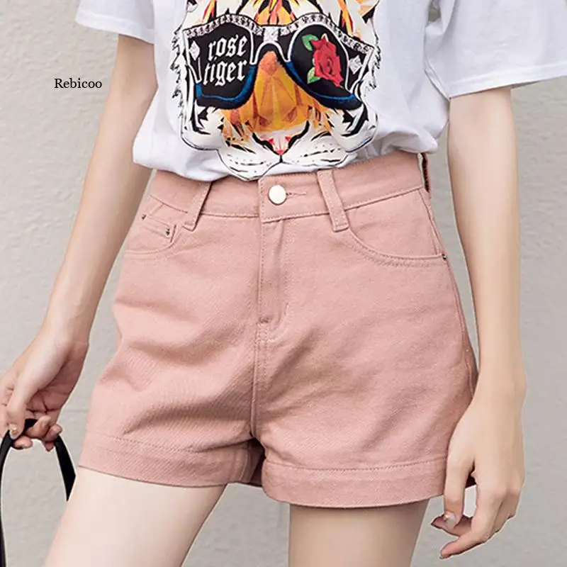 Summer 2022 Women's Denim Shorts Khaki Women's Casual Shorts Young Girls School Denim Wide Leg Shorts