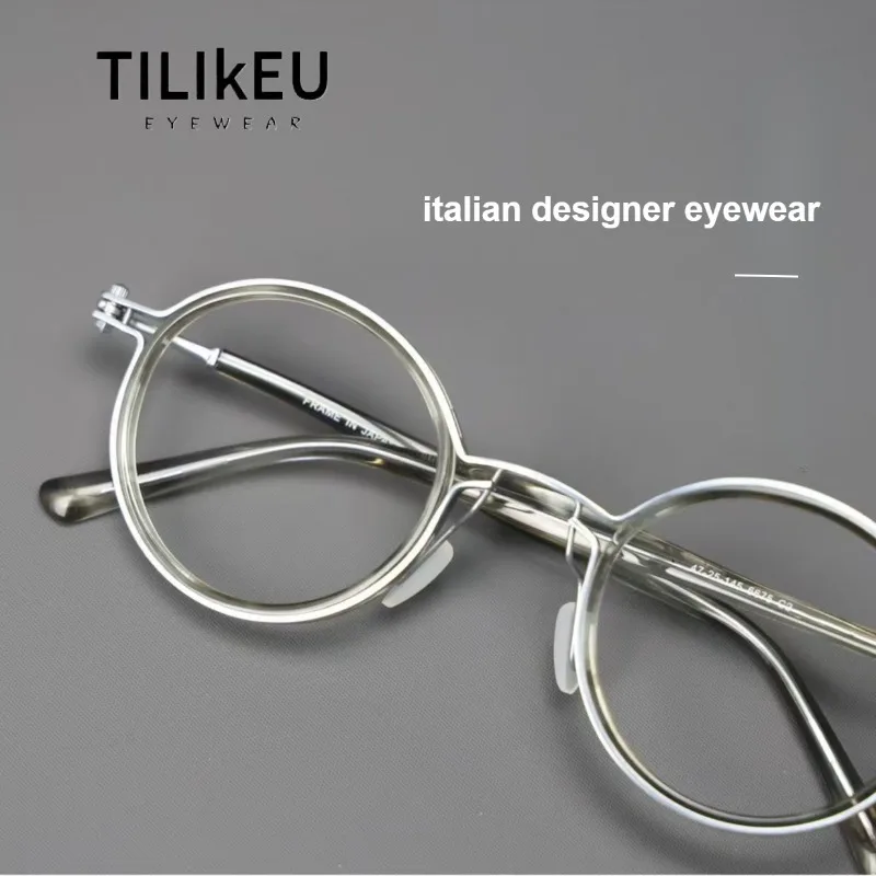 

Top Quality Retro Round Glasses Frames Japanese Handmade Titanium Acetate Ultralight Men Eyeglasses Women Korean Luxury Eyewear