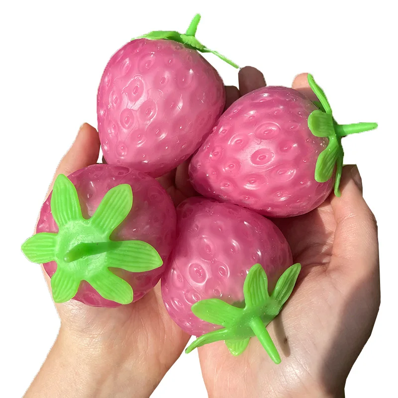 Simulated Color-changing Strawberry Squishy Kids Anti Stress Relief Ball Fidget Decompression Toys for Children funny gift