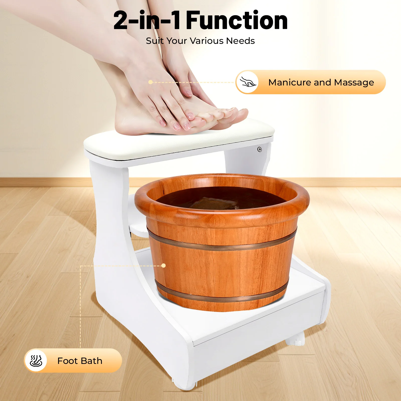 Portable Foot Baths Trolley Footbath Cart Nail Stool Rest Pedicure For Foot Manicure Massage