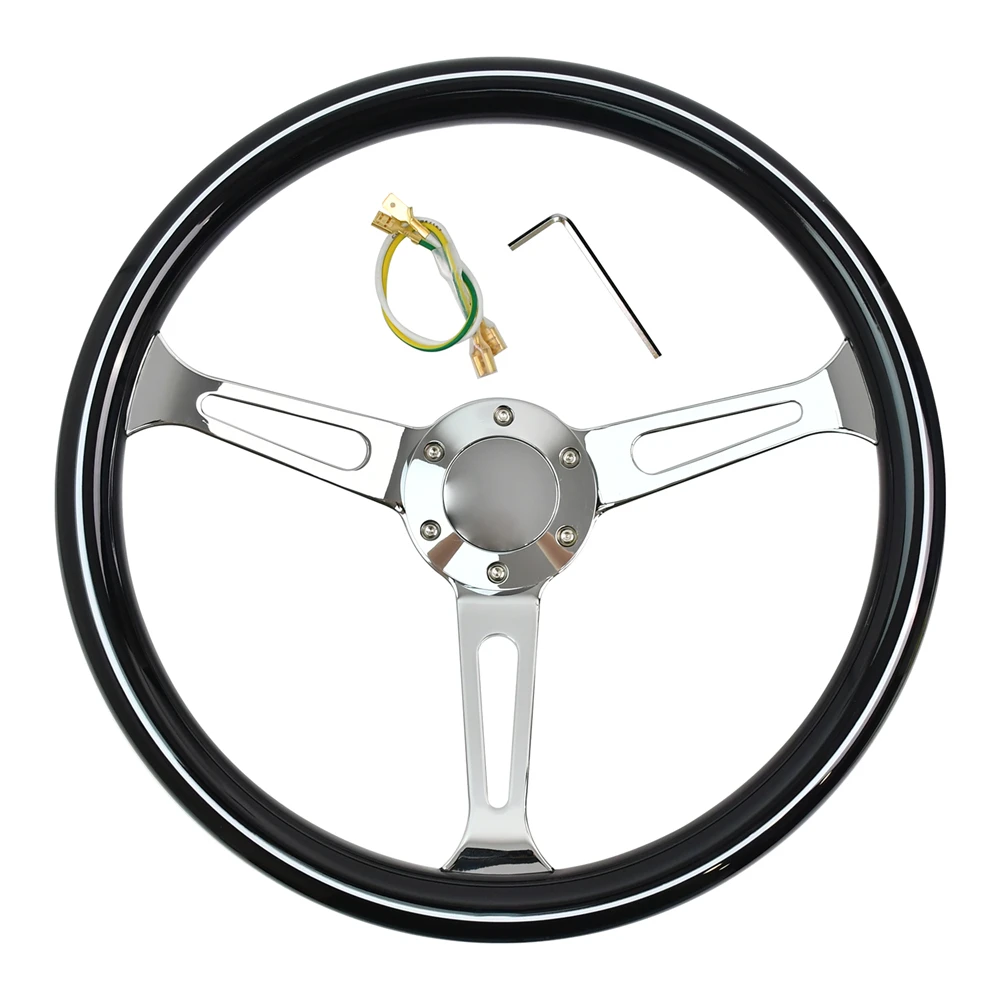 

380mm 15inch Car Universal Steering Wheel ABS Neo Chrome Spoke Vintage Steering Wheel