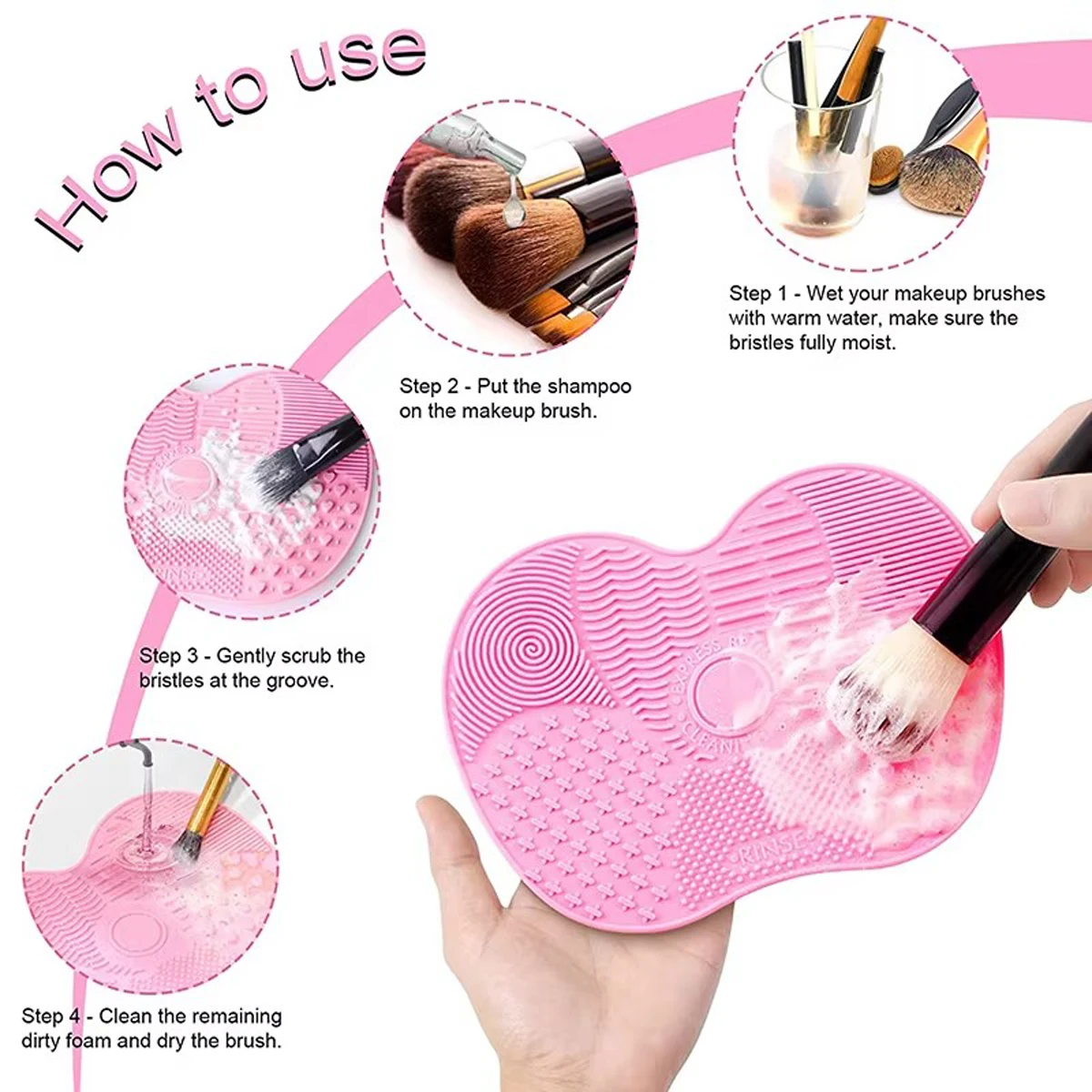 Limpiador de cepillos de silicona, cepillo de lavado de maquillaje cosmético, estera de limpieza de Gel, base, cepillo de maquillaje, almohadilla limpiadora, tabla de fregar