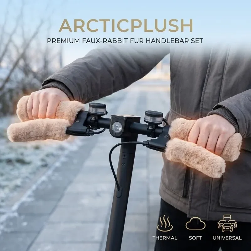 12Pcs Fluffy Faux Rabbit Fur Motorcycle Handlebar Grip Covers Plush Scooter Brake Lever Sleeves E-bike Thermal Warmers