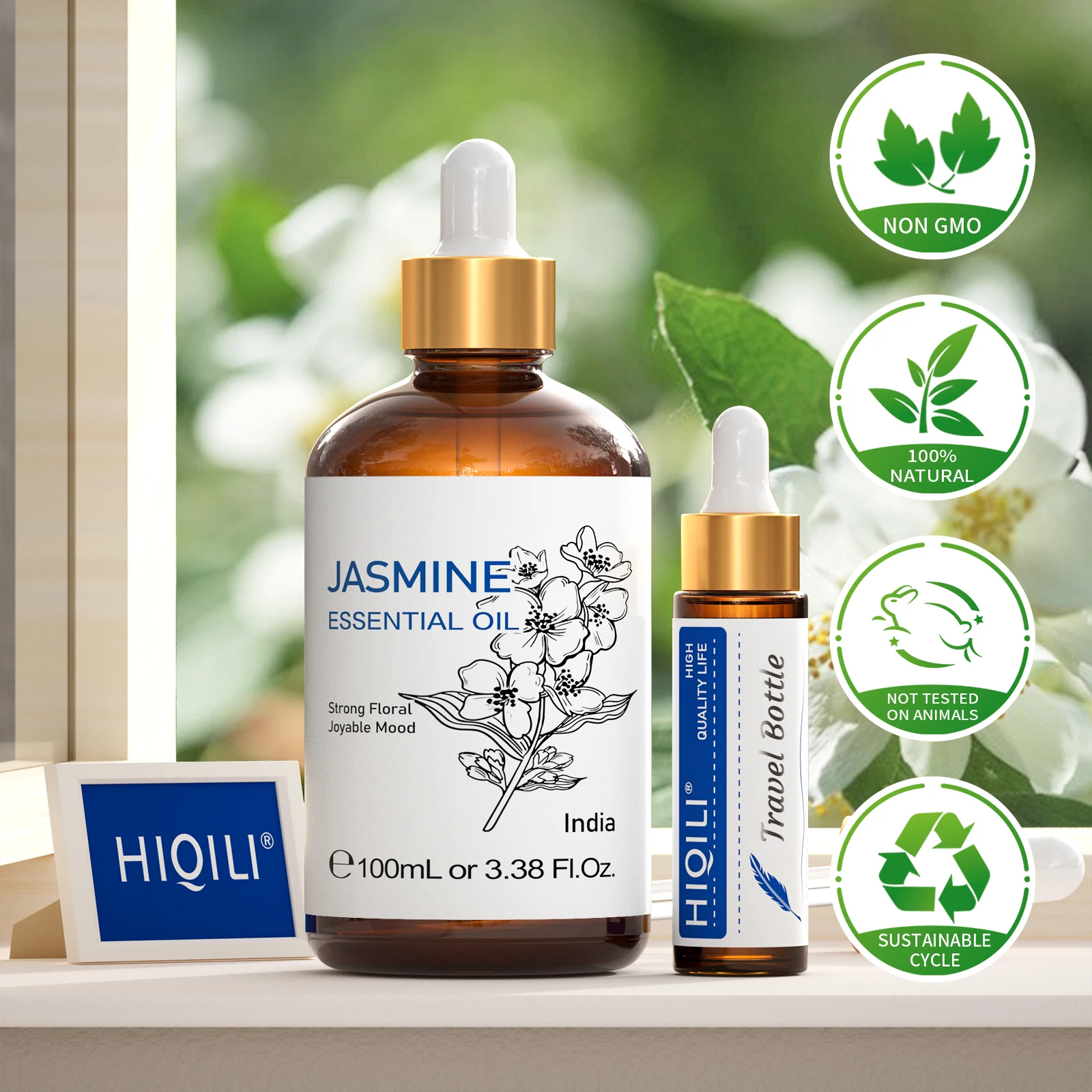 

HIQILI Jasmine Essential Oils 100ML Vanilla Sweet Orange Tea Tree Oils Pure Natural for Skin Care Diffuser Humidifier Massage