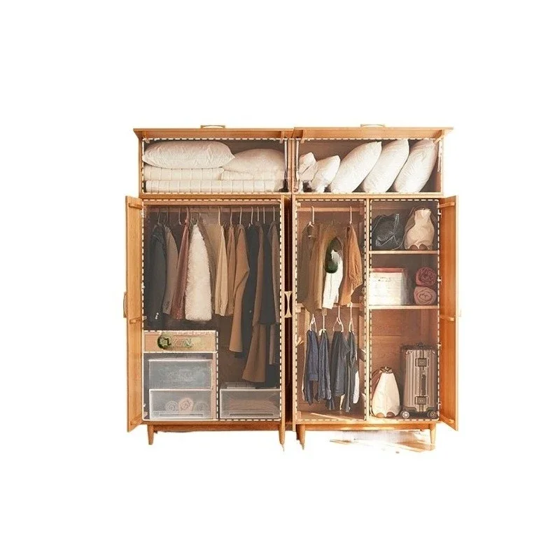 

Nordic Japanese-style cherry wood solid wood wardrobe household bedroom combination storage two-door large wardrobe black