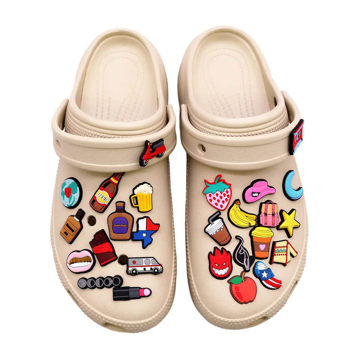 1Pc Retro Mix Clog Pins Street Fashion Shoe Charms Beer Coffee DIY Sneakers Accessories Vintage Food Drink Trendy Gift Friends