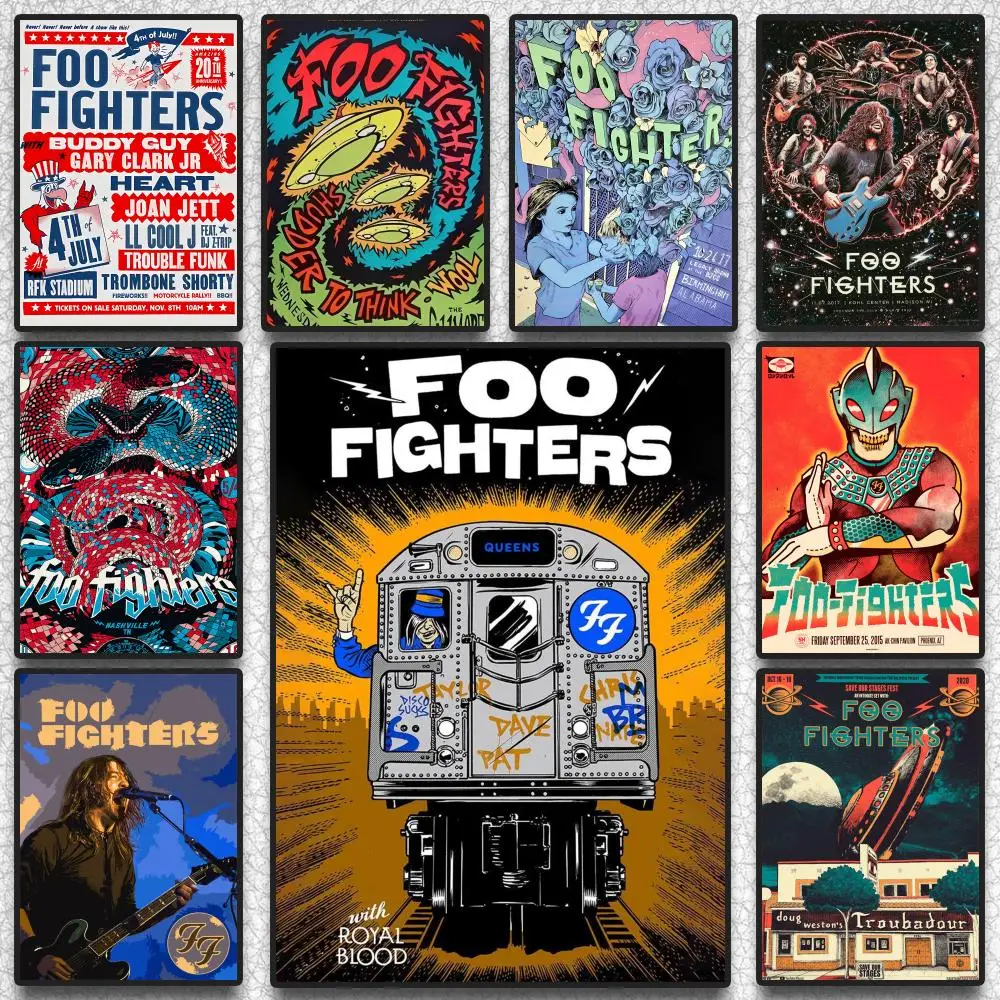 

Коллекция классических постеров группы Foo Fighters, наклейки на стену, водонепроницаемая печать, эстетичный декор для дома, гостиной, спальни