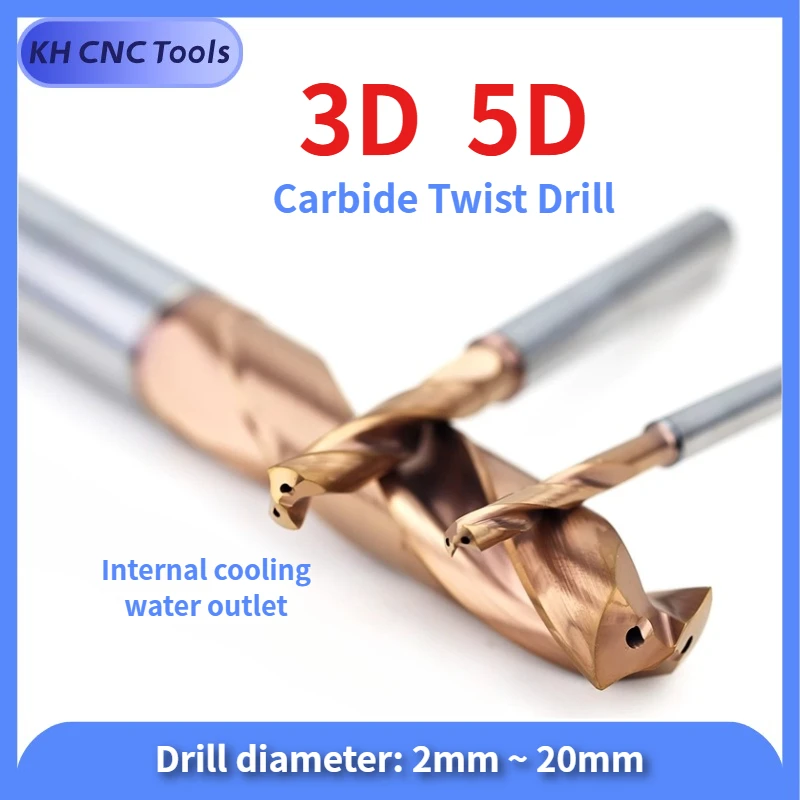 Tungsten steel internal cooling drill bit 3D 5D center water drill fixed handle 4 6 8 10 12 14 16 18 20mm for stainless steel