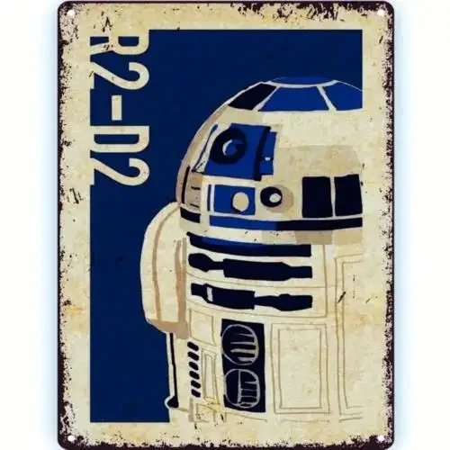 1 Stück, Vintage Motion Bild R2D2 70er Jahre Sci Fi Vintage Blechschild Dekor