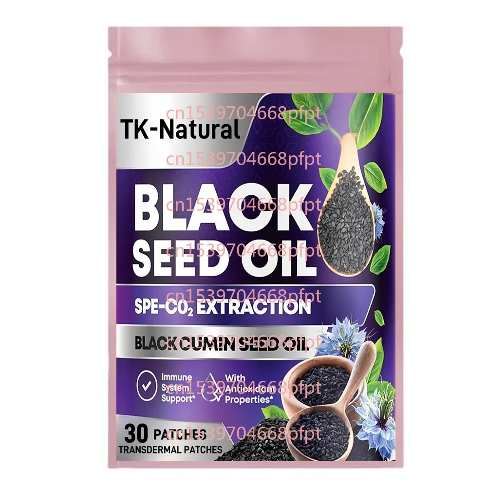 30 parches Parches transdermicos de aceite de semilla negra Nigella Sativa Ayuda en la salud digestiva, soporte inmunológico y función cerebral