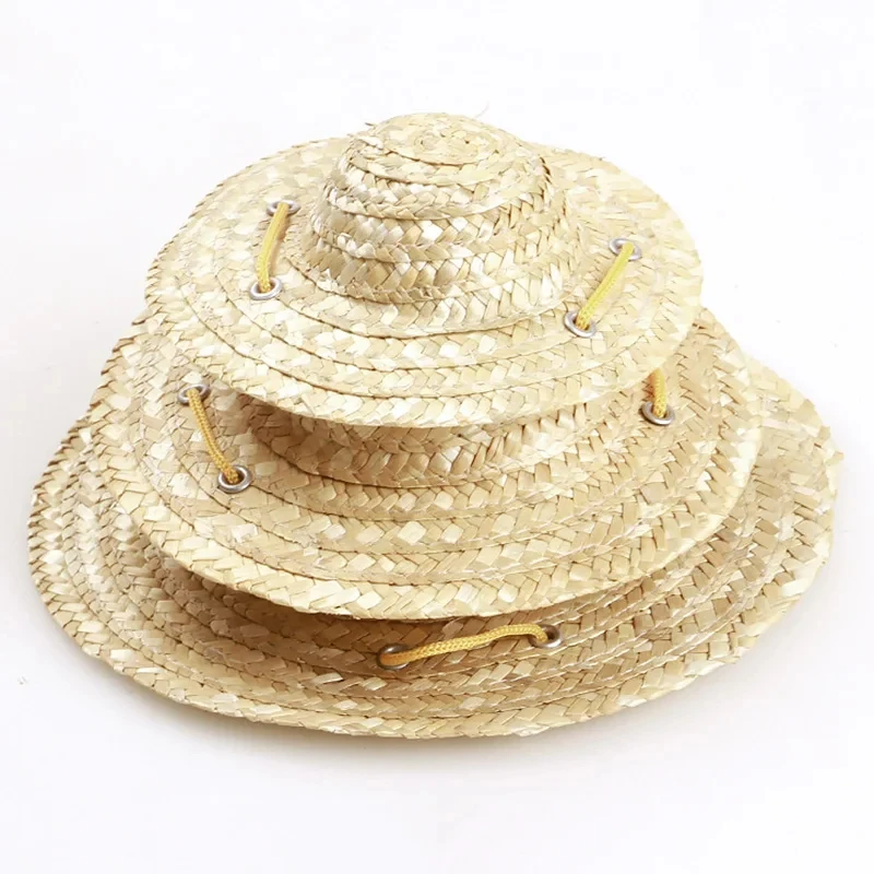 Fashion Pet Woven Straw Hat For Dog Sun Hat Sombrero For Small Dogs And Cats Beach Party Straw Costume Accessories To Act Cute