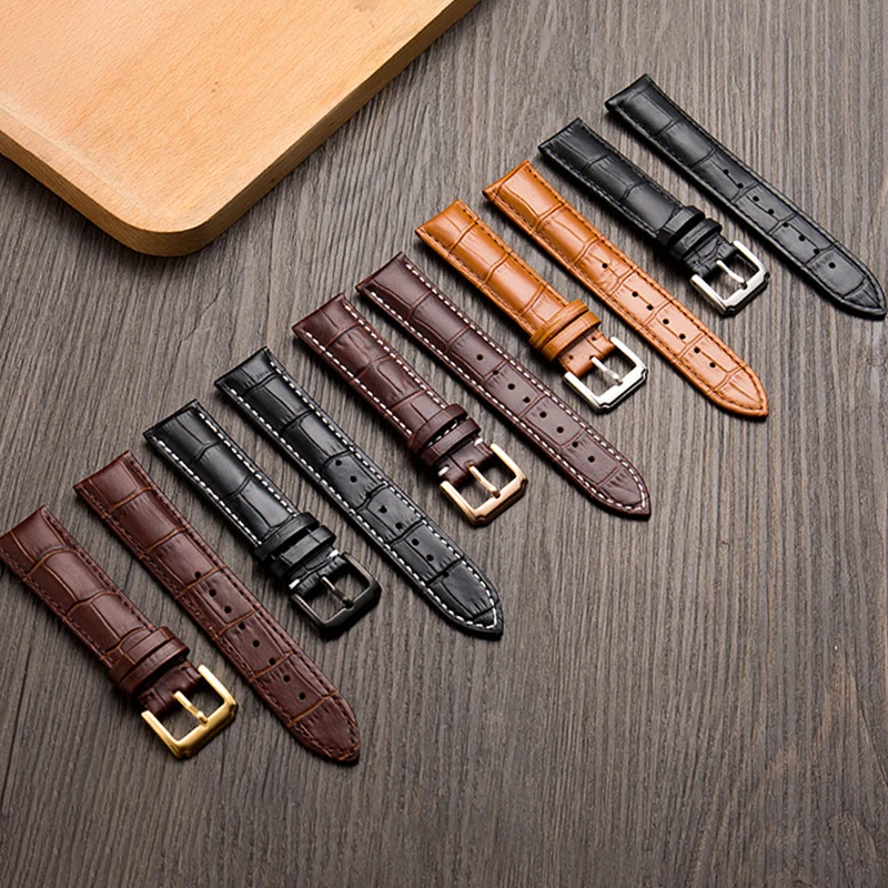 Genuine Leather Watch Strap 12/13/14/15/16/17mm Watchband with Box Bracelet 18mm 20mm 21mm 22mm 23mm 24mm Wrist Band Accessories