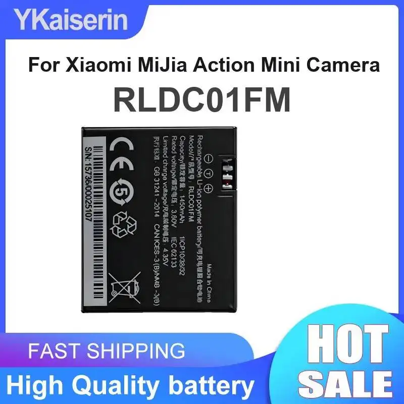 

Аккумулятор для камеры RLDC01FM, быстрая доставка, для Xiaomi Mijia Action Mini Camera, 1450 мАч, длительное время работы