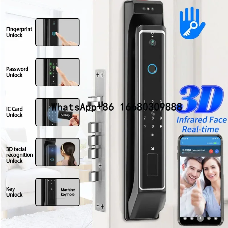 Remote Unlock Capture Photo Keyless Electronic Lock Smart Door Lock WIFI with 3Dd Face Recognition Lock Door Smart Home