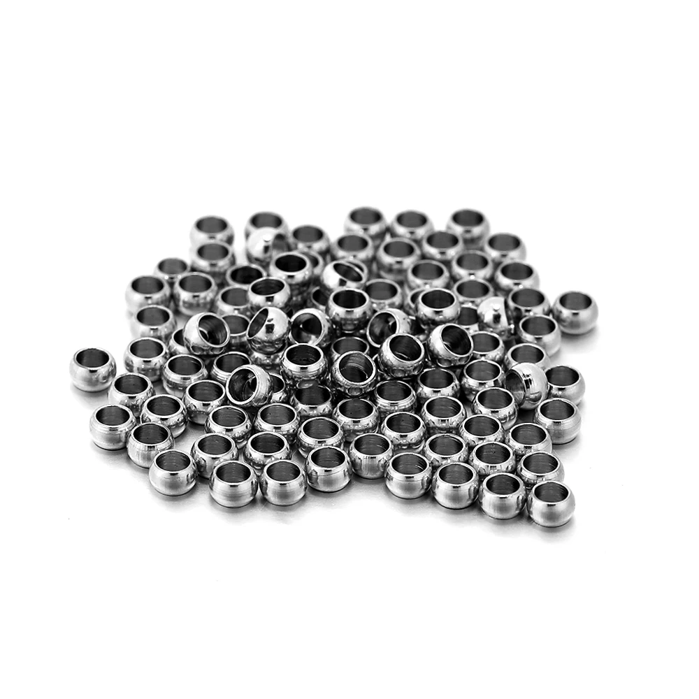 200Pcs 100Pcs Stainless Steel Ball Stopper Crimp End Beads Positioning Spacer Beads for DIY Jewelry Making Bracelets Necklace