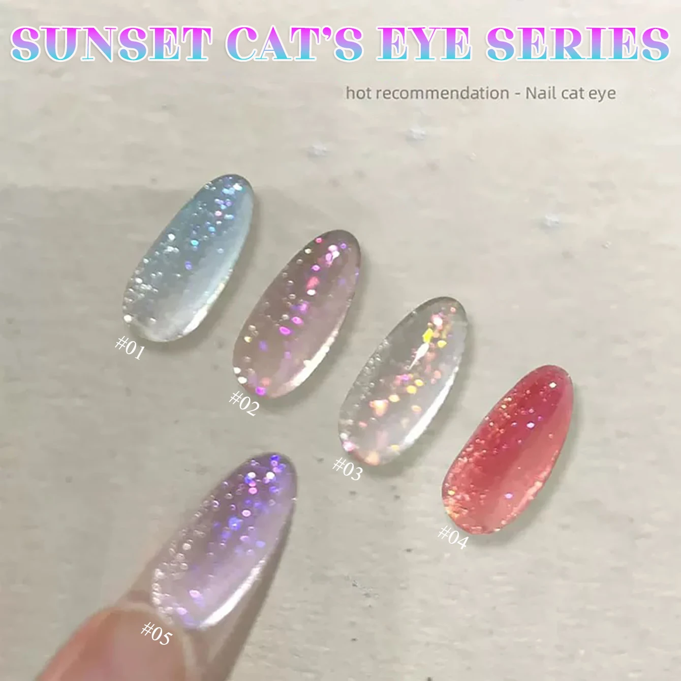 1個入り WS ホットセール ピンク ブルー レッド グリッターガラスビーズ キャッツアイジェルネイルポリッシュ 2025 アイス透明フラッシュクリスタルキャッツアイネイル