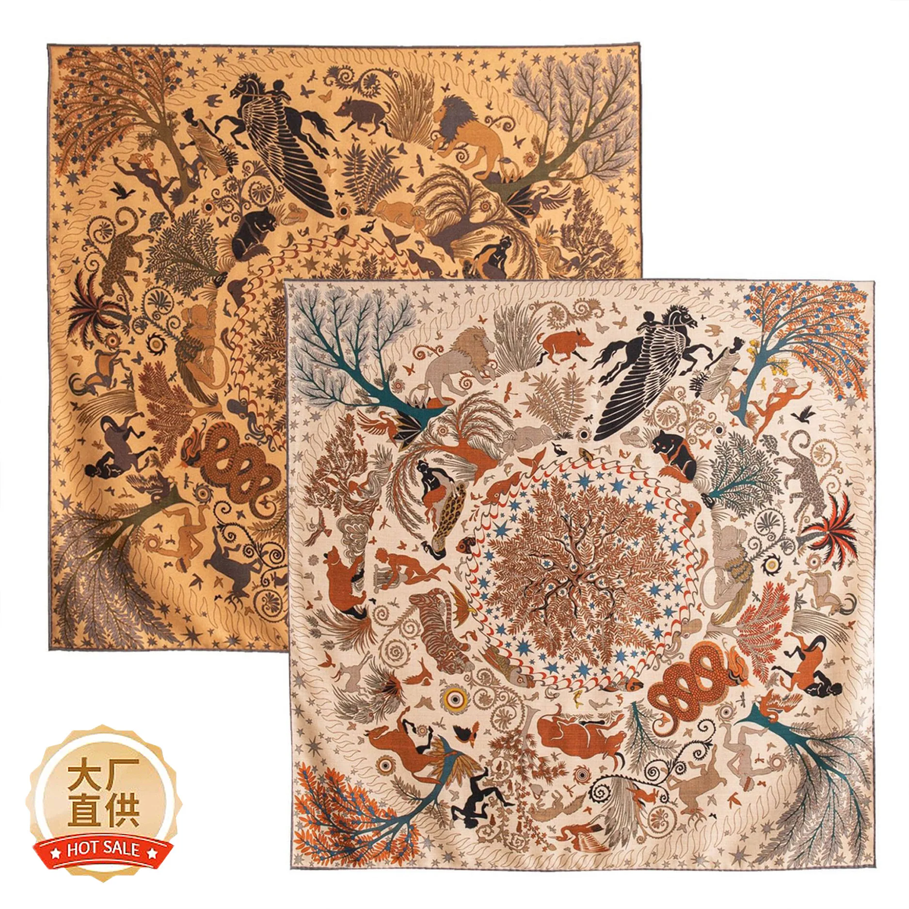 

Шелковый шарф из двусторонней римской шерсти и тутового шелка, большой квадратный, осенне-зимний, теплый и элегантный женский шарф