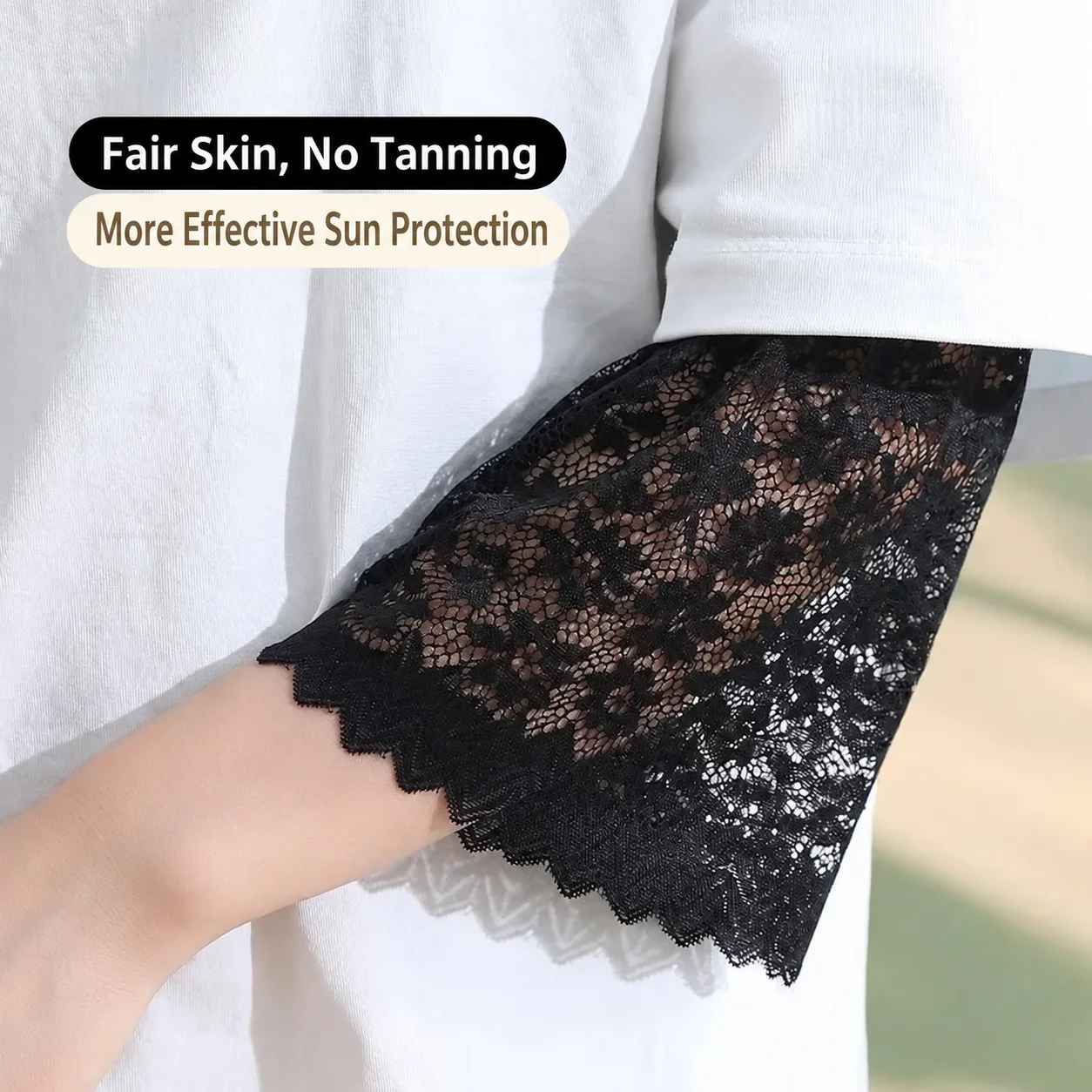 Lace Elbow Sleeves Hollow Out Hollow Out Arm Sleeves Ice Sleeves Solid Color For Driving Office Commute Diy Decoration