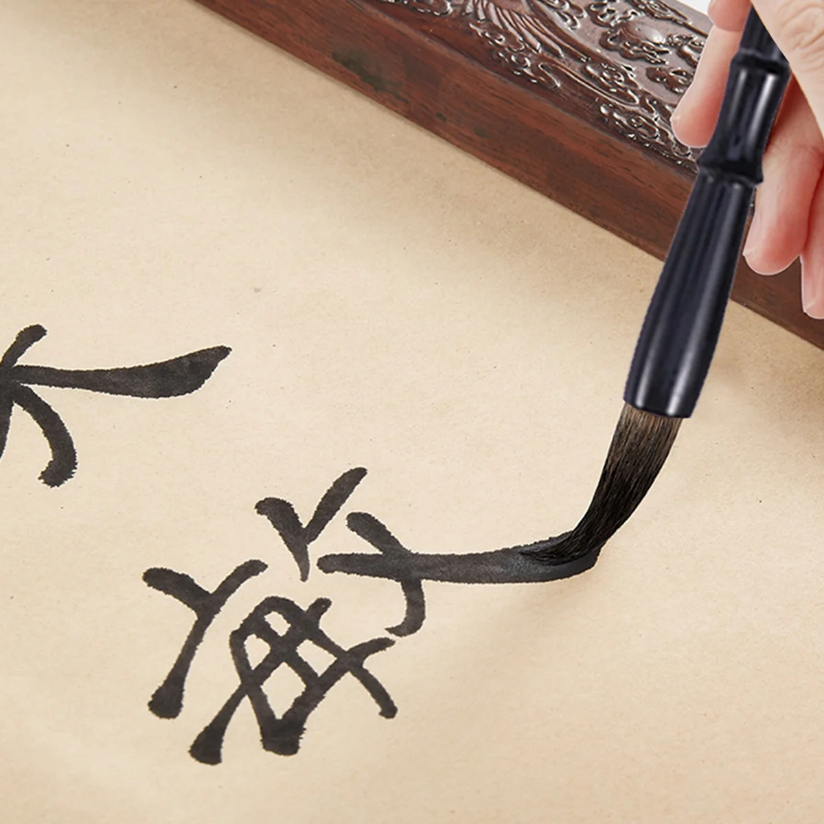 

3pcs Wolf Hair Writing Brushes 28cm 27.2cm 26.8cm Black Brown Calligraphy Tools Chinese Art Supplies Painting