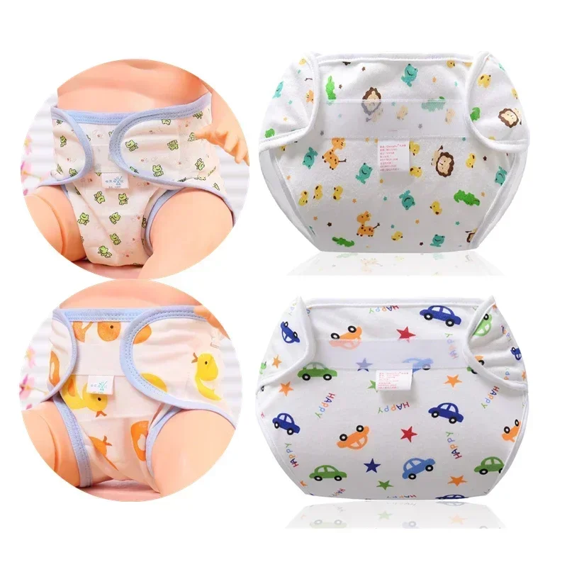 Cotton Cartoon Ecological Cloth Diapers Newborn Baby Washable Reusable Diaper Adjustable Children Potty Training Pants For 0-24M