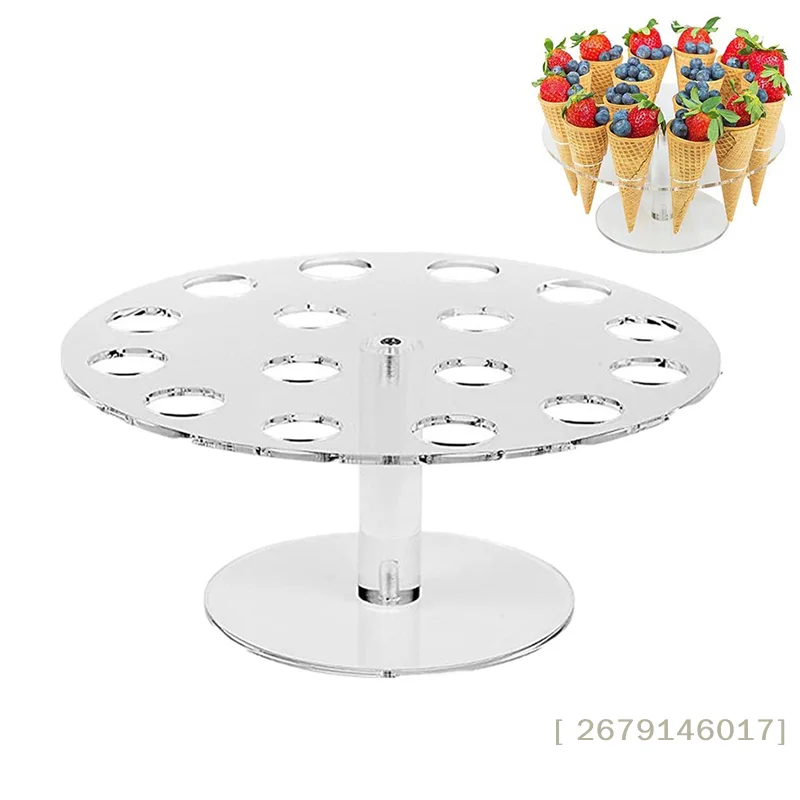 【YY26】Suporte Transparente de Acrílico para Sorvete com 4/6/16 Furos, Suporte para Cone de Bolo, Suporte para Doces, Expositor de Alimentos para Festas e Buffets