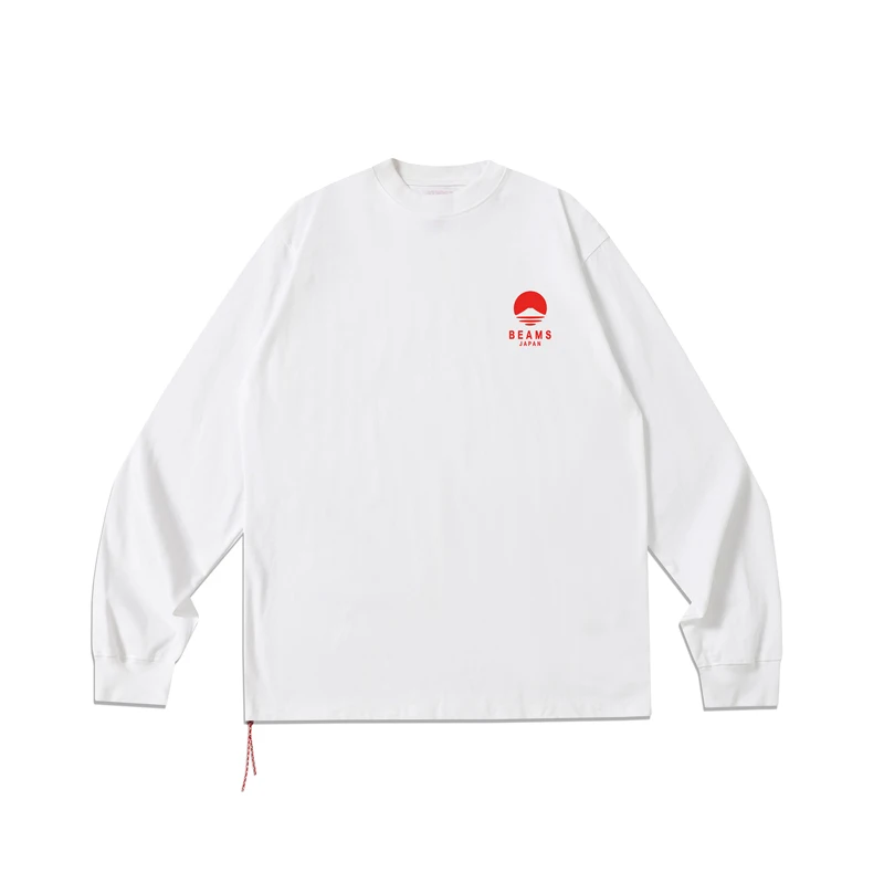 Streetwear Brand Beams Long Sleeves T-shirt High Quality Daily Versatile Casual Little Red Rope Series Loose Tee