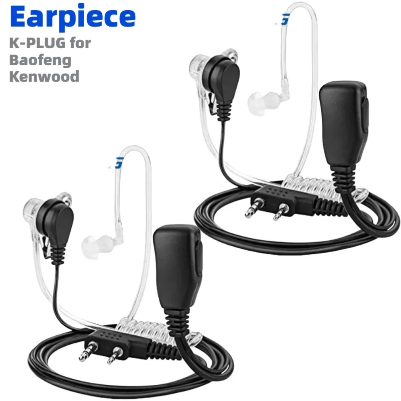 

2pcs Covert Acoustic Tube Walkie Talkie Earpiece Two Way Radio Walkie Talkie Headset with Mic 2 Pin PTT for Baofeng Kenwood