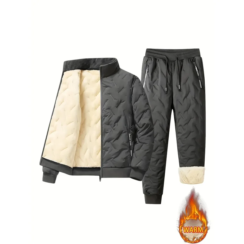 Men's Two-Piece Winter Fleece Set Cotton Sportswear Cold Resistant And Warm Sportswear Couple's Clothing Unisex Home Clothes