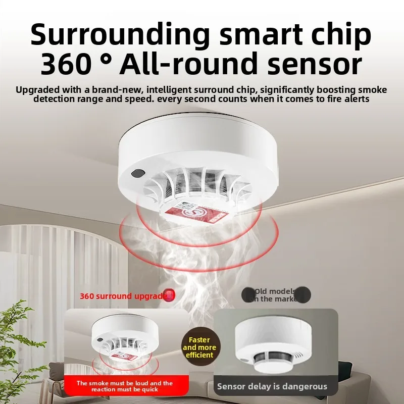 حريق لاسلكي - إنذار دخان حثي مستقل: مناسب للوقاية من حرائق المنزل والمطبخ، للكشف عن حرائق المطبخ