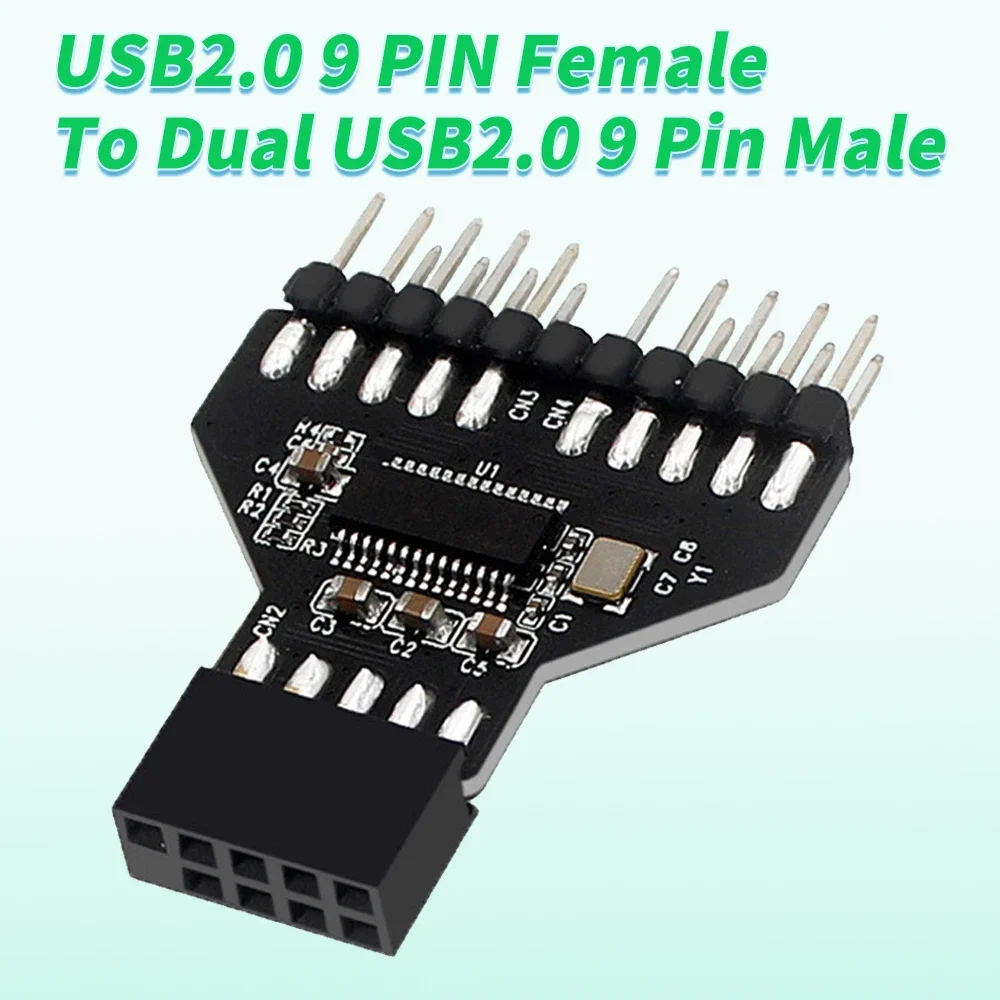 

USB2.0 9 PIN Female To Dual USB2.0 9 Pin Male Adapter USB 2.0 9Pin To Dual USB 2.0 9PIN Converter Adapter USB HUB Expansion Card