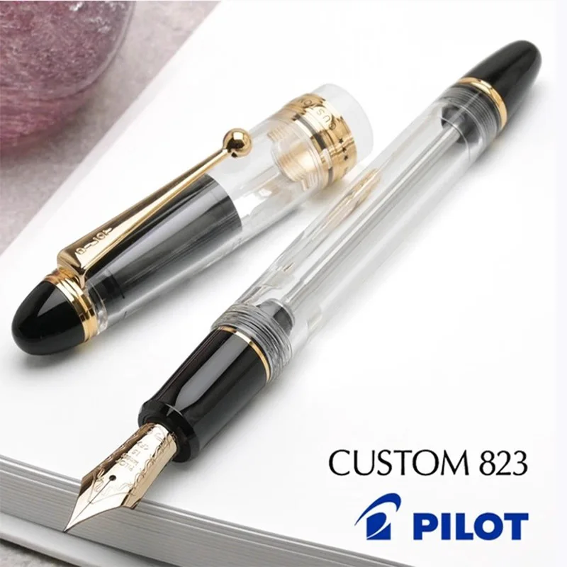 Japan PILOT large capacity pen semi transparent push-pull piston negative pressure ink 14K gold pen Customer 823 pen ink pen