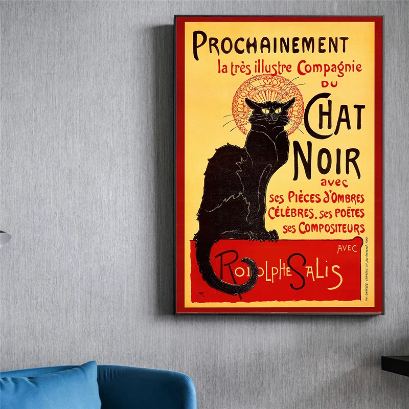 Canvas Painting The Black Cat Tournee Du Chat Noir Le Chat Noir Poster Print Wall Art Picture for Living Room Home Decor Gift