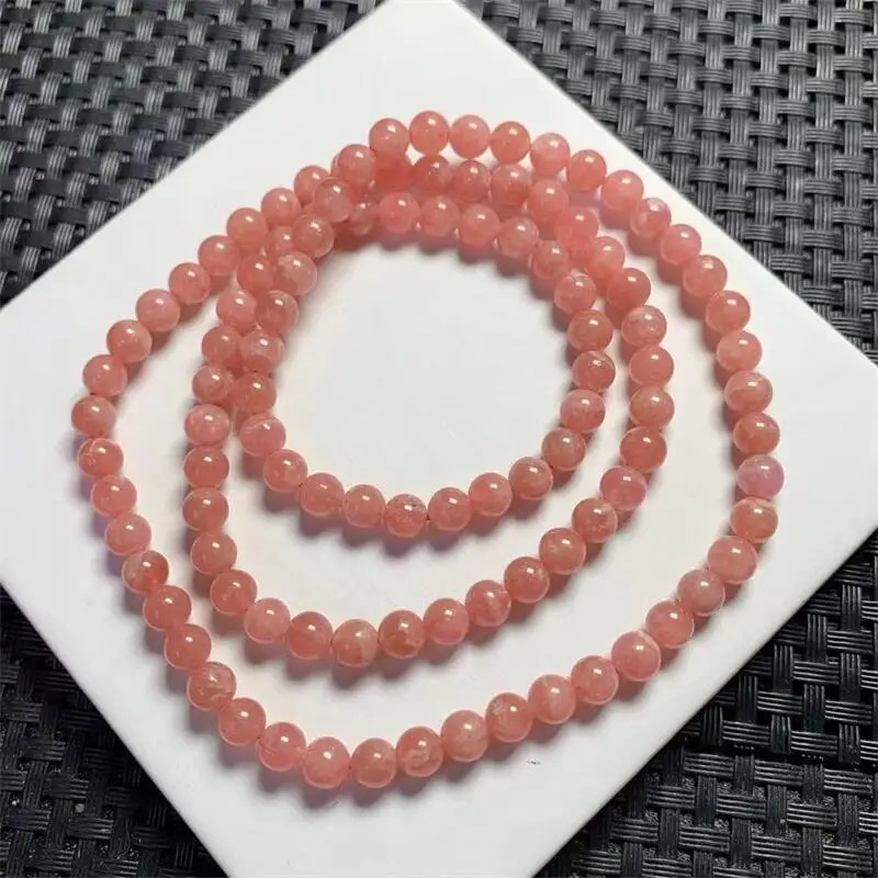 5.5MM Natural Red Lace Agate Triple Circle Bracelet Handmade Fortune Energy Bangle Mineral Woman Amulet Jewelry Gift 1PCS