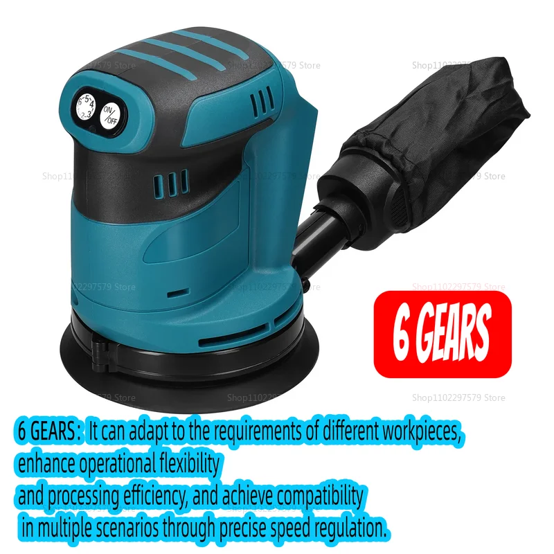 125mm Brush Motor Cordless Orbital Sander Electric Wood Grinder Polisher Waxing Sanding Machine for Makita 18V Battery