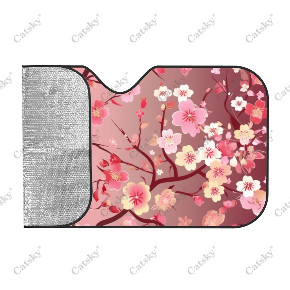 Chinese Plum Blossom Car Windshield Sunshade, Front Auto Car Windshield Sun Shade Blocks Uv Rays Sun Visor Protector