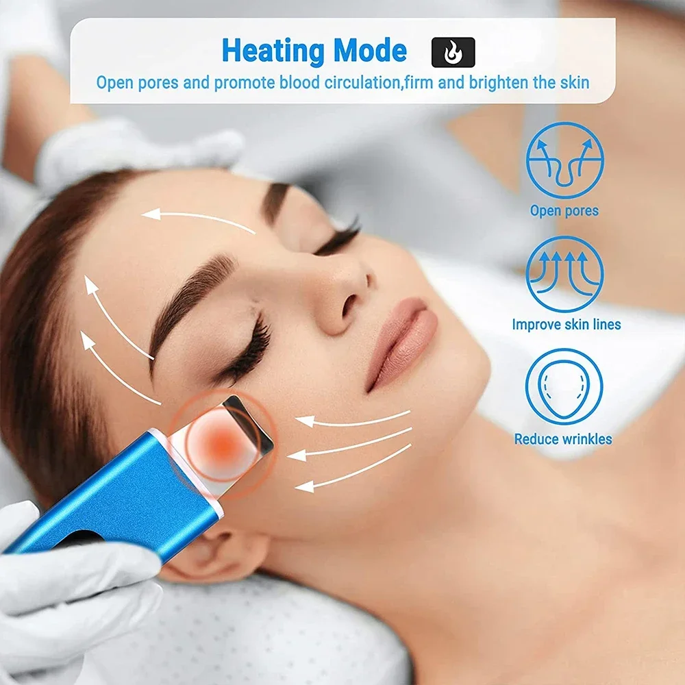 Gezichtsmassage Verwarmde Ultrasone Huidwasmachine Gezichtsreiniging Mee-eter Remover Wasmiddel Wassen Exfoliërende Schop Remover Lift