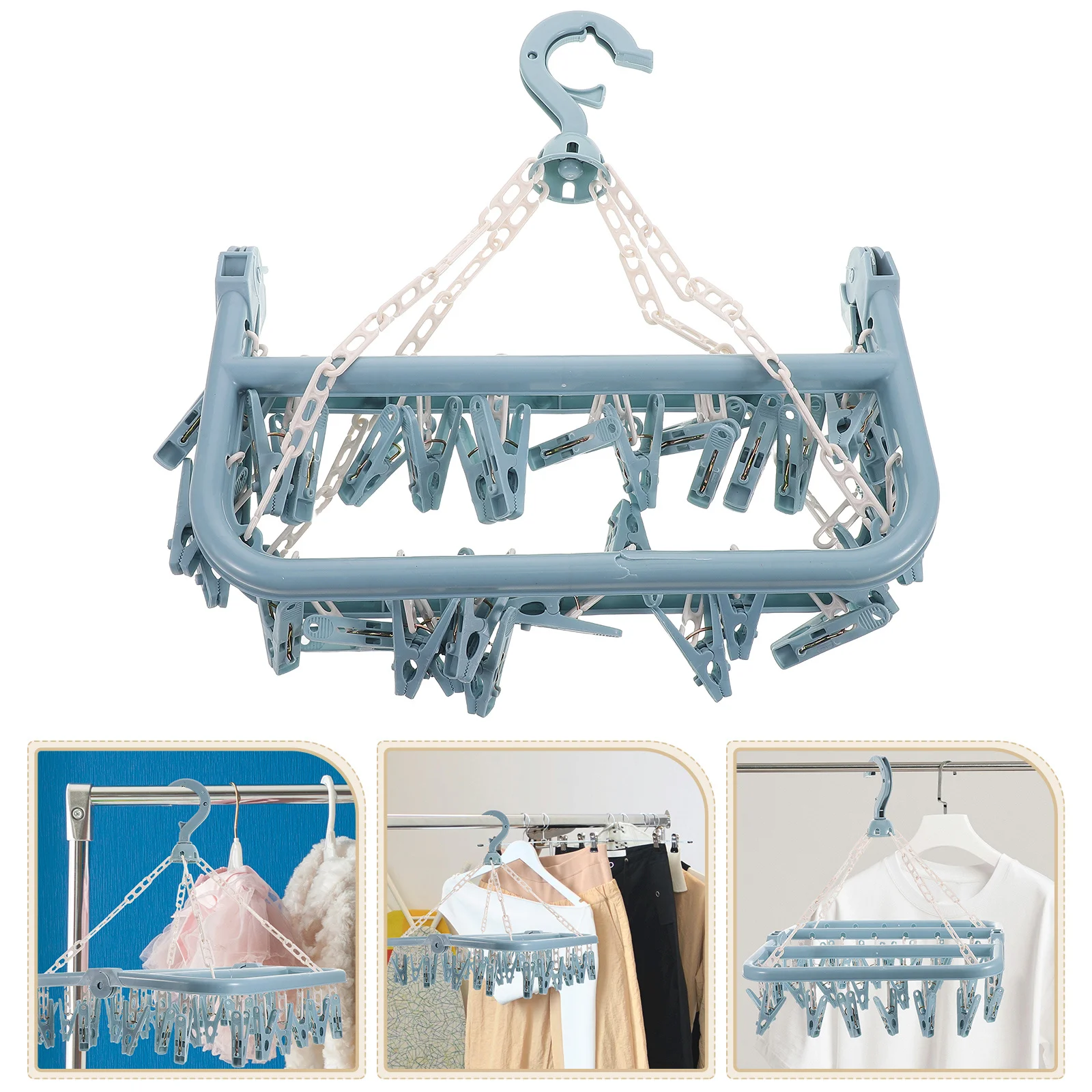 

1 Set Space-Saving Clothes Drying Rack Thickened Plastic Laundry Hanger For Socks Small Items Lightweight Home Hotel Use