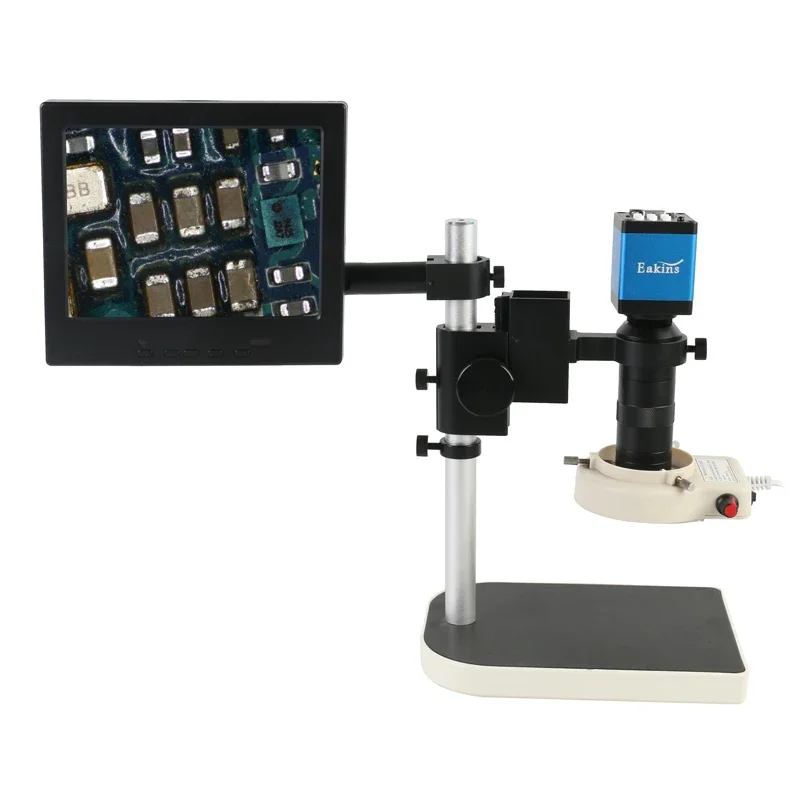 14MP HDMI VGA Industrial Digital Video Microscope Camera + Zoom 130X C mount Lens + 56 LED Ring Light + Stand  + 8