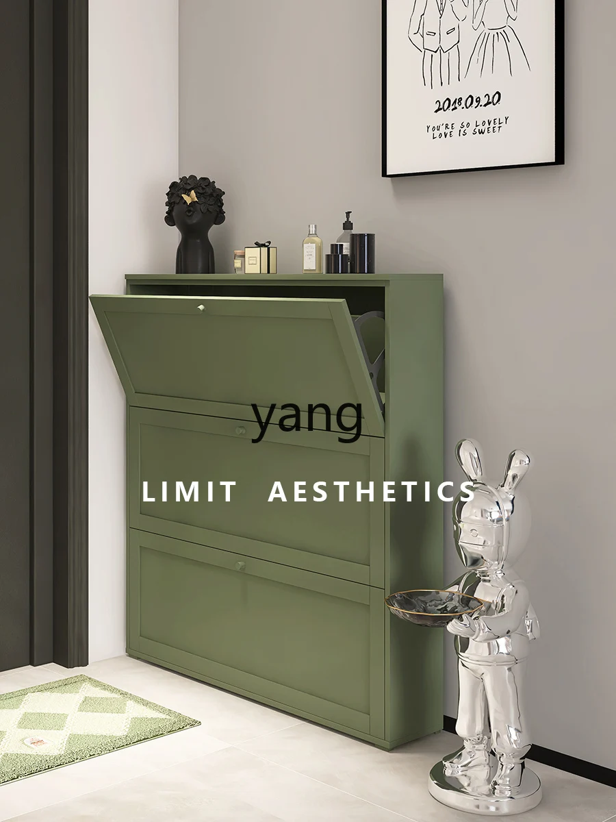 Yjq Minimalist Tilting Shoe Cabinet Large Capacity Entrance Foyer Corridor Ultra-Thin Locker