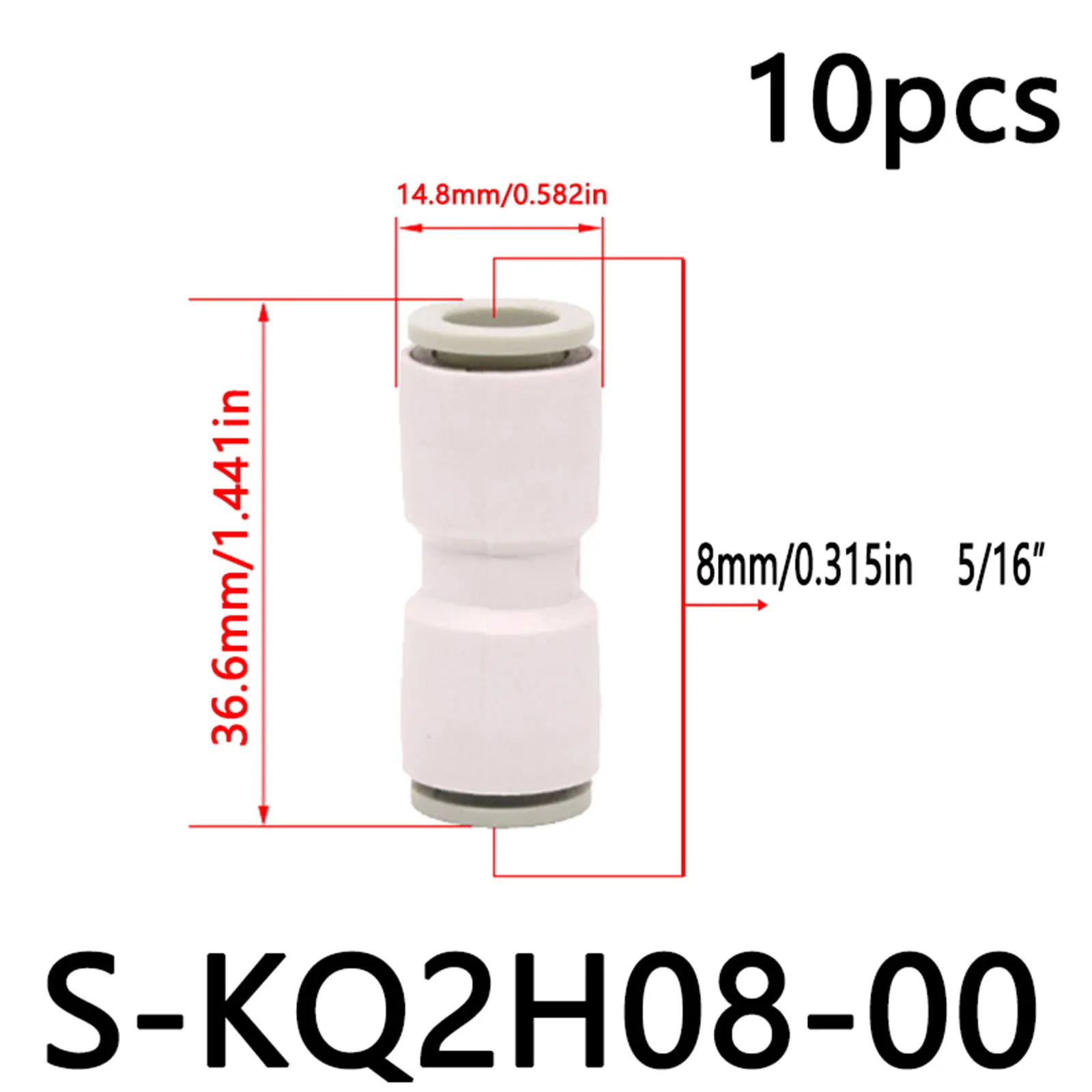 SanEvcDe 10 pièces raccords pneumatiques raccord connecteur en plastique KQ2H08-00 Tube de tuyau d'air et d'eau Push in connecteurs rapides de gaz droits